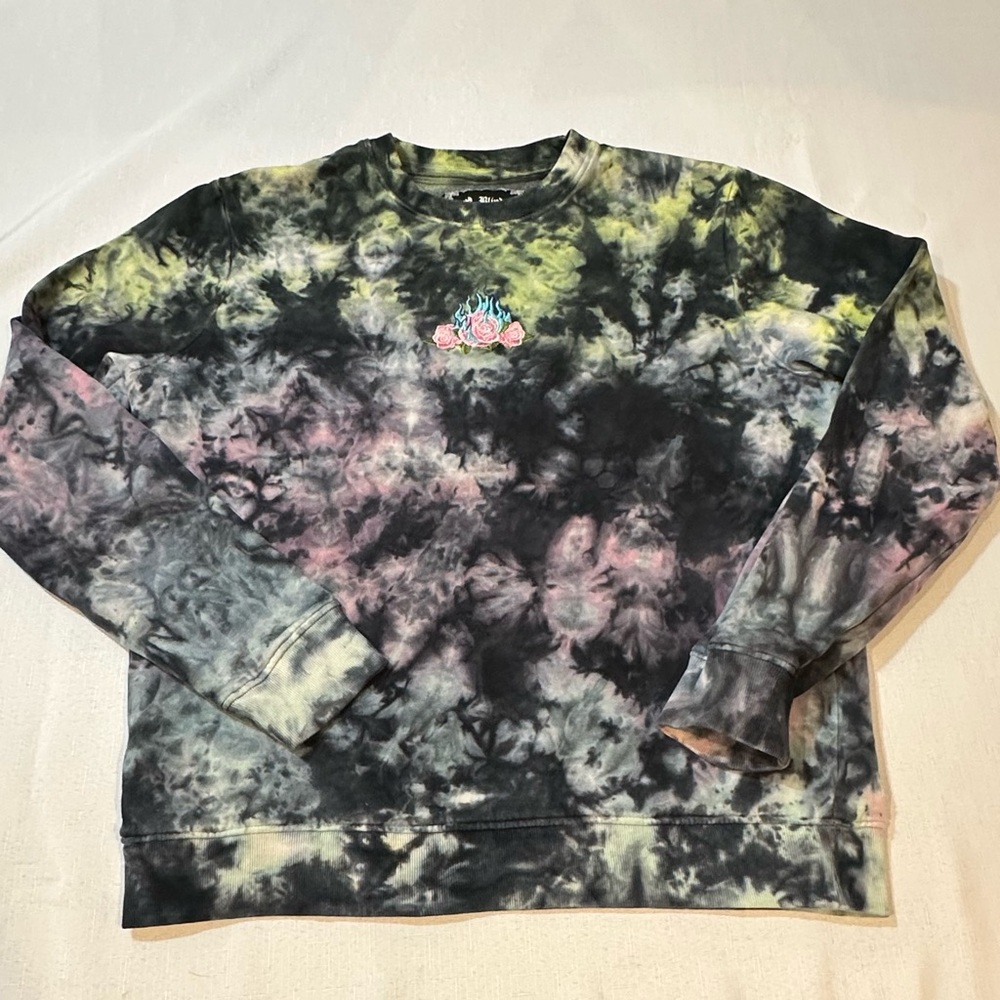Blind Rooster Tie Dye Rose Flame Sweatshirt Set Your Soul On Fire M